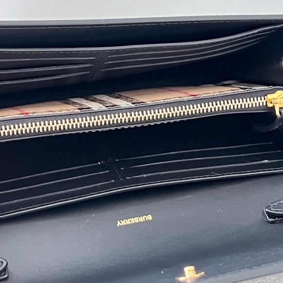 Burberry Check Leather Crossbody Bag in Black - Picture 9 of 13